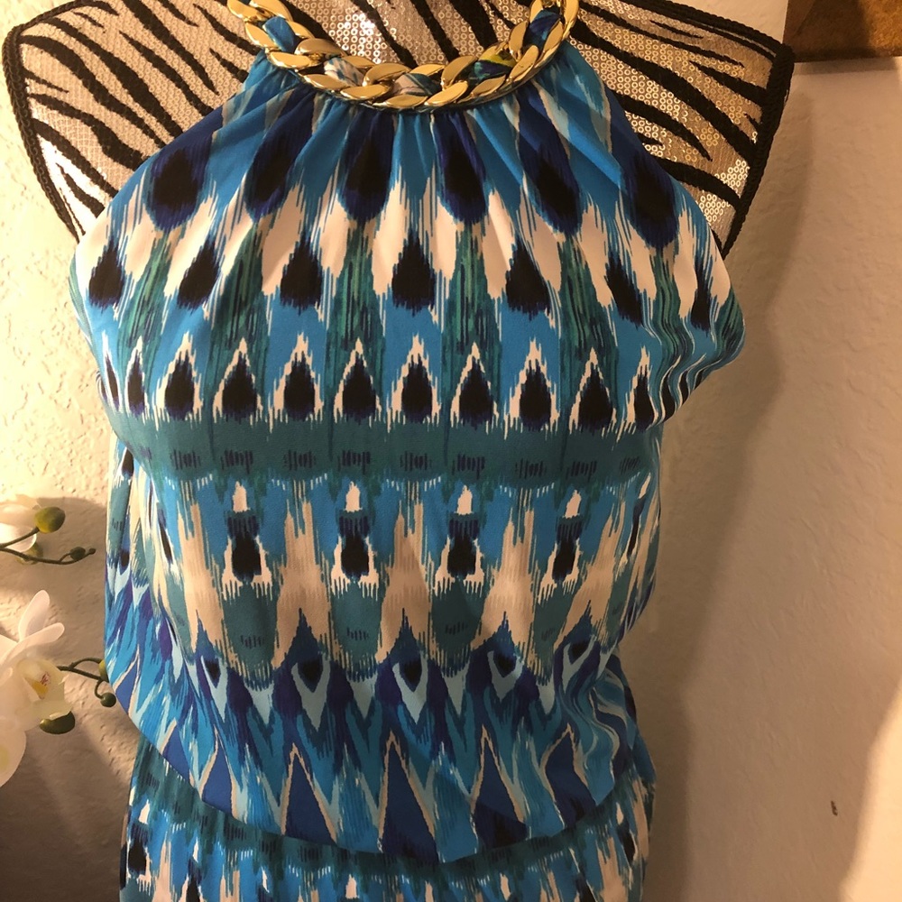 Dress Barn multicolor halter chain neck dress